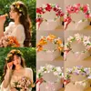 Coroa de Flores Rosa Fada Headpiece Faixa de Cabeça Estilo Mori Menina Adulta Flores Artificiais Faixa de Cabeça Acessórios de Cabelo Flor na Cabeça Adereços para Fotos