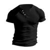 24 Homens europeus e americanos de cor sólida Novo verão All-match Comércio exterior de manga curta Henry Camisa Amazon Cross-border Casual Malha T-shirt
