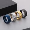 Anel de tendência europeia e americana banhado a vácuo personalizado retrô simples aço inoxidável 10mm diamante liso anel masculino