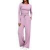 Conjunto Informal de Color Sólido con Cintura Plisada, Top de Manga Larga y Pantalones Largos, Transfronterizo Europeo y Americano Amazon Aliexpress Otoño 2025