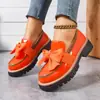Mocasines de talla grande para mujer para primavera y otoño, con diseño de lazo, estilo británico, material de cuero, tacones gruesos, suelas gruesas y un aspecto retro, adecuados para exportación