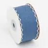 Cinta para la Cabeza de Tela Vaquera de 4 cm con Borde Dentado Ondulado, Cinta con Estrellas Estampadas en Dorado y Encaje, Cinta de Accesorios para Prendas Hecha a Mano de Material Vaquero
