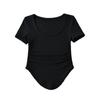 Camiseta Ajustada de Verano 2024 para Mujer, con Pliegues Laterales en U, Cintura Entallada y Dobladillo Curvo, Top Corto al por Mayor