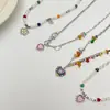 Collar de Corazón de Piedra Rota para Mujer, Diseño de Nicho Hip-Hop de Moda, Gargantilla Acrílica con Cuentas de Colores, Cadena de Perlas