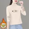 2025 Base de terciopelo alemán para mujer Ropa interior Otoño e Invierno Cuello semi-alto Forro polar Elegante Camiseta de manga larga Top para mujer Tendencia Ins