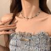 Colar com Pingente de Borboleta Azul Fresco de Estilo Japonês e Coreano em Camada Dupla, Acessório de Joalheria de Nicho, Leve Luxo High-End, Corrente para Clavícula