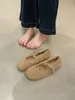 Sapatos Vermelhos Mary Jane de Pelo para Roupas de Inverno Femininas Novos Sapatos Baixos de Lã de Cordeiro Estilo Coreano Sapatos Baixos Quentes com Forro de Lã