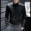 Camisa Clásica de Algodón Merceizado Cómoda para Hombre Camisa Blanca Pura Primavera y Otoño 2025 Camisa de Pulgada Clásica Ropa Casual de Negocios Formal
