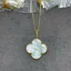 Collar de Joyería de Trébol de Cuatro Hojas de Ágata Roja Versión de Alta Gama V-Gold Chapado en Oro de 18K Cadena Exquisita para Clavícula para Mujeres, Estilo de Nicho de Lujo Ligero