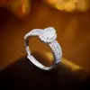 Anillo Abierto Estilo Chino Retro Incrustado con Circonita Completa Imitación de Calcedonia para Mujer Ajustable Índice de Gama Alta Nicho