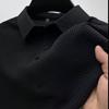 Camiseta de Verano Elegante de Malla de Seda de Hielo de Manga Corta para Hombre Camisa Cuello Camisero Color Puro Paul Slip Camisa Polo de Media Manga Ropa de Hombre