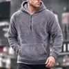 Outono e Inverno Europeu e Americano Novo Masculino Versátil Casual Moda Lã Coral Quente Pulôver Moletom com Meio Zíper para Homens