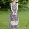 Vestido Largo de Verano Nuevo Estilo de Alta Gama de Algodón y Seda para Mujer, Vestido de Playa Delgado y Elegante sin Mangas para Mamás