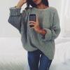 2026 Comercio Exterior Deseo Amazon Ebay Invierno Nuevo Tejido de Punto Color Sólido Redondo Holgado Talla Grande Chaqueta Suéter para Mujer