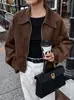 Chaquetas y Tops Sueltos Retro Trendy Europeos y Americanos para Mujer 2026 Invierno Nuevo Abrigo de Gamuza Marrón Moda Ropa para Mujer
