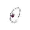 Anillo abierto con colgante de corazón de melocotón rosa, estilo nicho frío, estilo coreano, de metal plateado, joyería no convencional para mujer