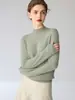 Suéter de cuello medio 100% cachemira pura para mujer, nuevo suéter de punto base ajustado para otoño e invierno, top de cachemira de manga larga