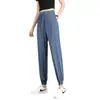 Calça Casual Fina de Seda Gelada de Verão com Cordão e Bolso Nova Chegada Feminina Calça de Pernas Finas Versátil Calça Esportiva Casual Feminina Calça Transfronteiriça