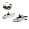 2026 Primavera/Verão Novo Estilo Comércio Exterior Fivela Quadrada Francesa Strass Bico Fechado Mules Sapatos Femininos Elegantes Transfronteiriço