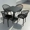Conjunto de Mesa y Sillas Moderno para Exterior para Área de Ocio en Balcón, Mesa Redonda de Acero al Carbono para Patio al Aire Libre, Muebles de Plástico para Uso en Exterior de Tienda de Té de Leche