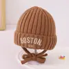 Chapéu de proteção auricular infantil tricotado outono e inverno estilo coreano quente para meninos e meninas inverno à prova de vento pulôver de lã para bebê