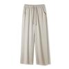 Calça Reta de Acetato Lisa Dupla Face com Textura de Cetim de Seda de Gelo, Estilo Chinês Fresco de Verão para Mulheres, Respirável e com Sensação Gelada