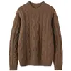 Suéter de Cachemira Tejido de Punto Trenzado Cuello Redondo 2026 Otoño/Invierno Nuevo Suéter Grueso de Capa Base para Mujer Estilo Suave Color Sólido Suéter Cálido