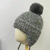 Bonito Sombrero Orejeras a Prueba de Frío Versátil Adelgazante Sombrero Ushanka Tejido de Lana con Bola de Lana Sombrero de Lana para Mujer Otoño/Invierno Engrosado Cálido
