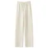 Outono/Inverno Novo Cor Sólida Macio Fofo Caxemira Casual Versátil Malha Camada Base Calças Longas Roupa Íntima Roupa Externa Calça de Perna Reta Engrossada
