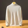 Nuevo suéter de cachemira para hombre, jersey de cuello alto, versátil para ir al trabajo, adelgazante, moderno, tejido de lana de color liso, capa base cálida