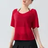 Camiseta de Manga Curta com Decote Redondo para Yoga Feminino, Solta, Simples, Versátil, Casual, para Primavera e Verão, Pilates, Fitness, Roupa de Yoga para Mulheres