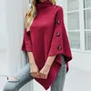Capa tipo chal tejido de punto estilo europeo y americano, color liso, cuello alto, otoño/invierno 2025, elegante prenda exterior para commute, manga de tres cuartos