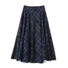 Fabricantes Mayoristas de Ropa para Mujer Transfronterizos Primavera 2026 Nuevo Diseño de Patchwork de Cuadros Franceses Estilo Europeo y Americano Falda Larga