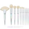 Novo Conjunto de 10 Pincéis de Maquiagem Transparentes Cônicos para Lixar Pincel para Blush em Pó Pincel para Olhos Pincel Grande em Forma de Leque para Remover Tinta Residual