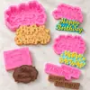 Feliz cumpleaños Herramientas Creativas para Hornear Feliz cumpleaños Molde de Silicona con Letras Molde de Silicona Líquida para Azúcar Fondant