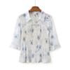 Nuevo Estilo Chino Vestido de Verano para Madre Floral Manga Corta Camisa de Chifón 2025 Nuevo Top Delgado de Verano para Mujeres de Mediana Edad y Mayores