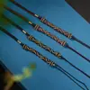 Cuerda de ocho hebras tejida a mano de alta calidad, cuerda para colgar colgante de jade, cuentas del día, cera de abeja dorada, tipo Tíbet, hebilla de seguridad, cuerda para colgar en el cuello