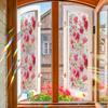 Xc9013 Exportación Rosa Floral Láser Sala de Estar Hogar Puerta y Ventana de Vidrio Adhesivo de Adsorción Electrostática Venta al por Mayor Sin Pegamento