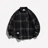Camisa casual holgada de manga larga a cuadros con cuello de solapa, diseño de nicho, retro americano moderno, marca, para hombre y mujer, primavera y otoño
