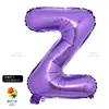 Decoración Fiesta de Cumpleaños Boda Globo de Película de Aluminio Alfanumérico Morado de 16 pulgadas 0-9 A-Z Globo de Papel de Aluminio Venta al por Mayor