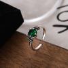 Anillo Deviruchi para mujer con circonita esmeralda, exquisito anillo abierto bañado en plata S925, combinable con todo, anillo de comida de estilo antiguo.
