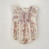Vestido de Verão Novo Floral Francês Sem Mangas com Cabo para Meninas Roupas de Bebê Macacão Roupas Combinadas para Crianças
