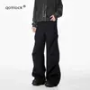 Pantalones de Paracaidista Holgados con Pliegues de Nicho Estilo Americano para Hombres y Mujeres, Pantalones Acampanados Casuales Versátiles con un Toque de Lujo, Pantalones de Vestir Negros para Hombres