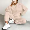Conjunto de Duas Peças Europeu e Americano Transfronteiriço Primavera e Outono 2025 Novo Top Feminino de Tricô Torcido com Mangas Longas e Gola Redonda e Leggings