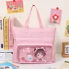 Bolsa Tote Grande de Desenho Animado para Estudantes, Bolsa para Aulas de Reforço, Bolsa para Material de Livros Didáticos do Ensino Fundamental, Bolsa de Armazenamento para Provas e Lição de Casa