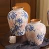 Novo Estilo Chinês Retrô Padrão Verde Rachado no Gelo Cerâmica Vaso Ornamentos Sala de Estar Gabinete de TV Corredor Arranjo de Flores Vaso de Flores Criativo