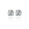 Pendientes de Plata de Ley S925, Pendientes Sencillos de Cuatro Garras con Diamantes, Pendientes Brillantes, Circonita, Nuevo Estilo 2026, Elegantes y Sencillos, Venta al por Mayor