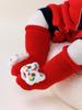 Calcetines de Piso Antideslizantes de Invierno para Bebé, Gruesos de Felpa, Rojos, para Hombre y Mujer, Año de Vida del Bebé, Calcetines Calientes de Dibujos Animados para Bebé