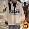 Moletom de Lã Retro Americano Outono e Inverno Masculino Descanso Solto Jaqueta Masculina Tendência Estilo Hong Kong Moletom Engrossado Masculino