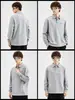 Jxy Rongde Jie Henry Cuello Camisa Polo Manga Larga Casual Camisa Polo de Manga Larga para Hombre Estilo Americano Marca de Moda Camisa Polo Manga Larga